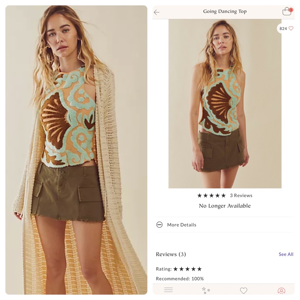 NWT Free People Going Dancing Top XS